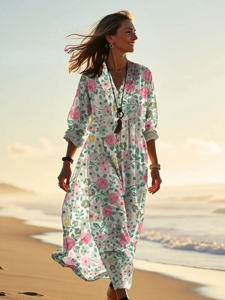 Women's  Holiday Floral  Art Print Casual Dress