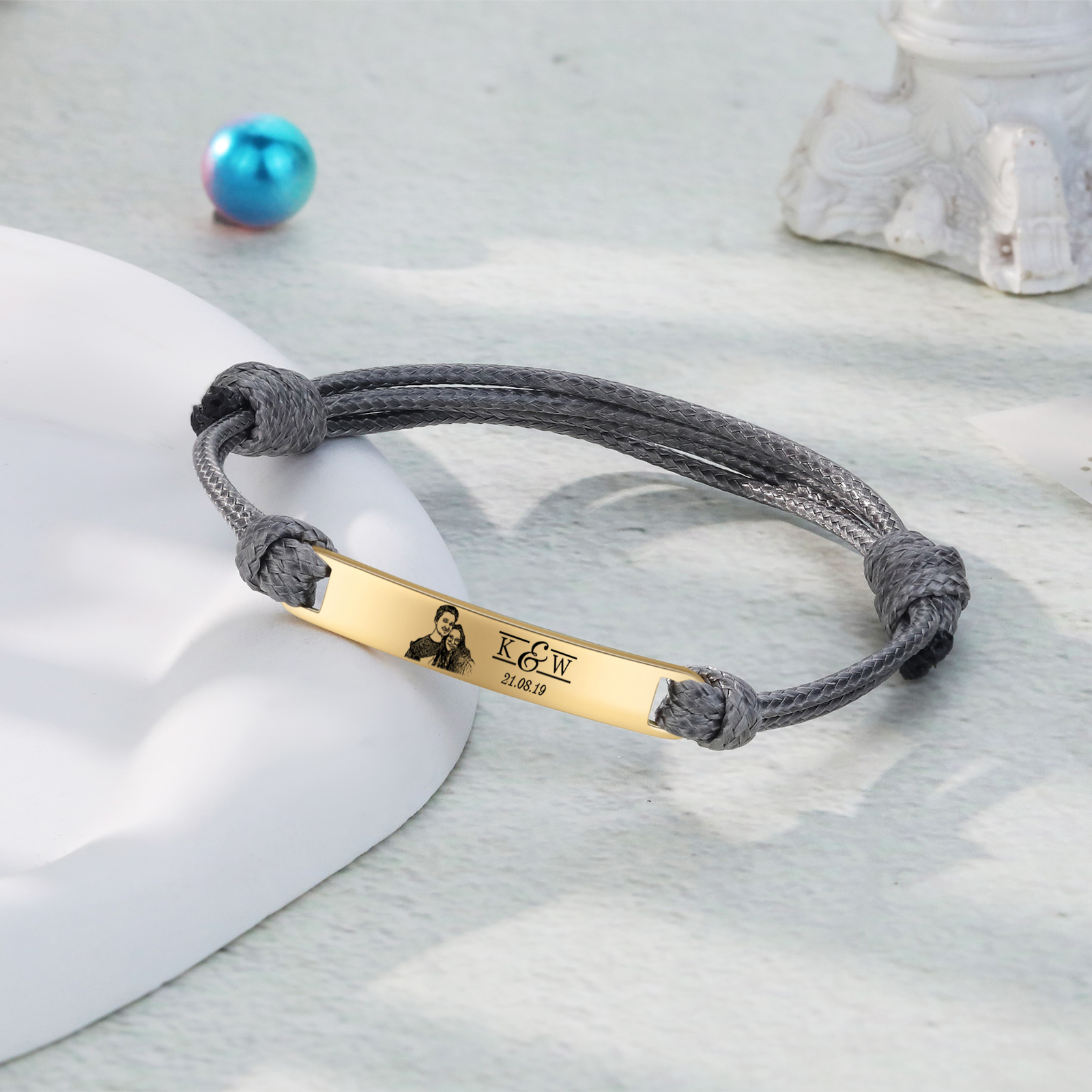 Braccialetti acciaio inox 1 nome 2 lettere e 1 foto personalizzabili per coppia multicolori da scegliere