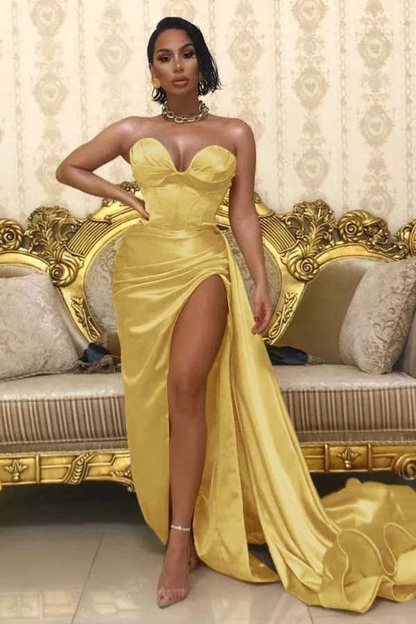 Long Sweetheart Off-the-Shoulder Prom Dress With Split main image 1