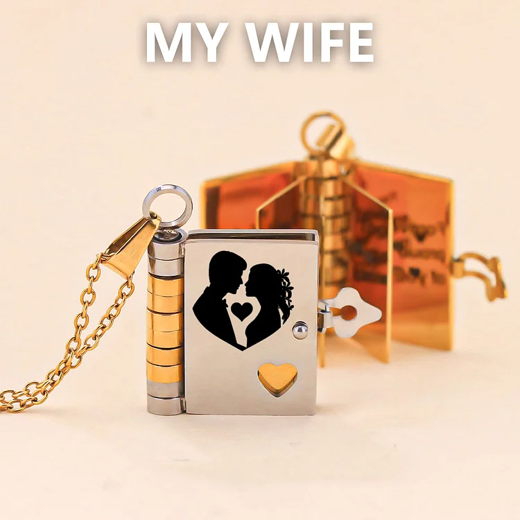 For Love - My Wife Book Necklace