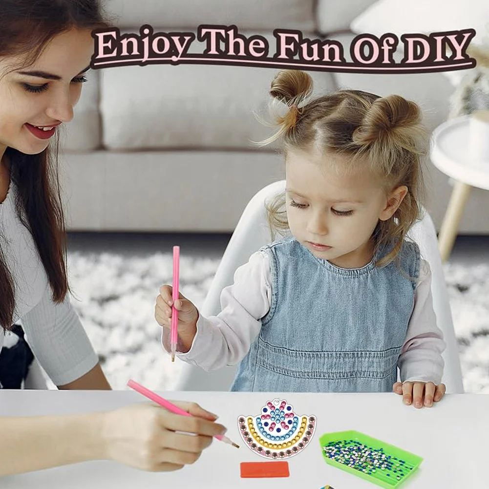 12 Pairs Pattern DIY Diamond Art Earrings Double Sided Diamond Painting Earrings