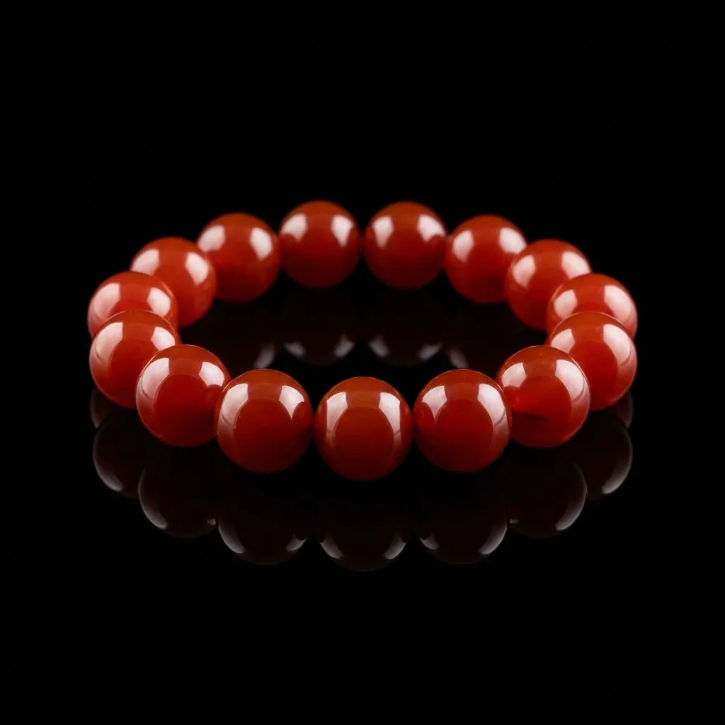 JiStones | Ethereal Flame: Natural Southern Red Agate Bracelet (14mm)
