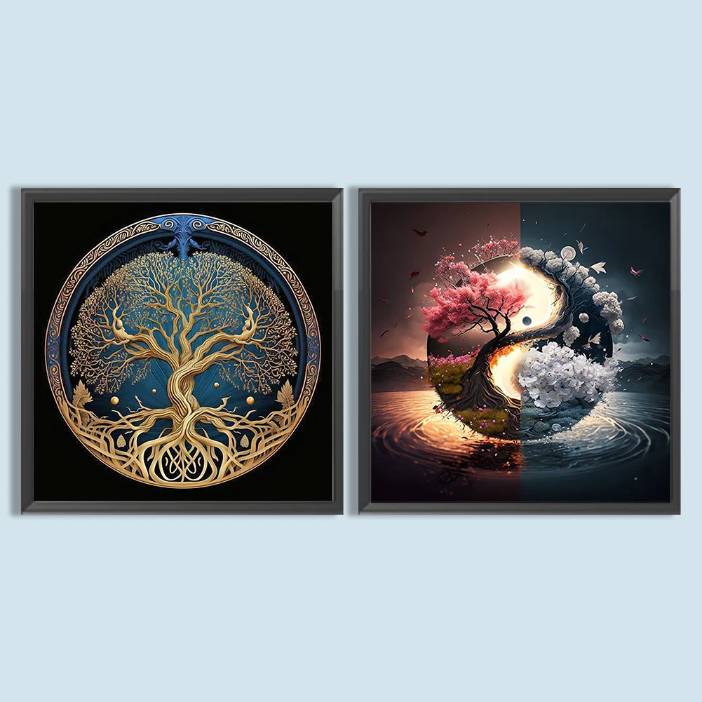 2pcs Diamond Painting - Full Round Drill - Life Tree(Canvas|30*30cm)