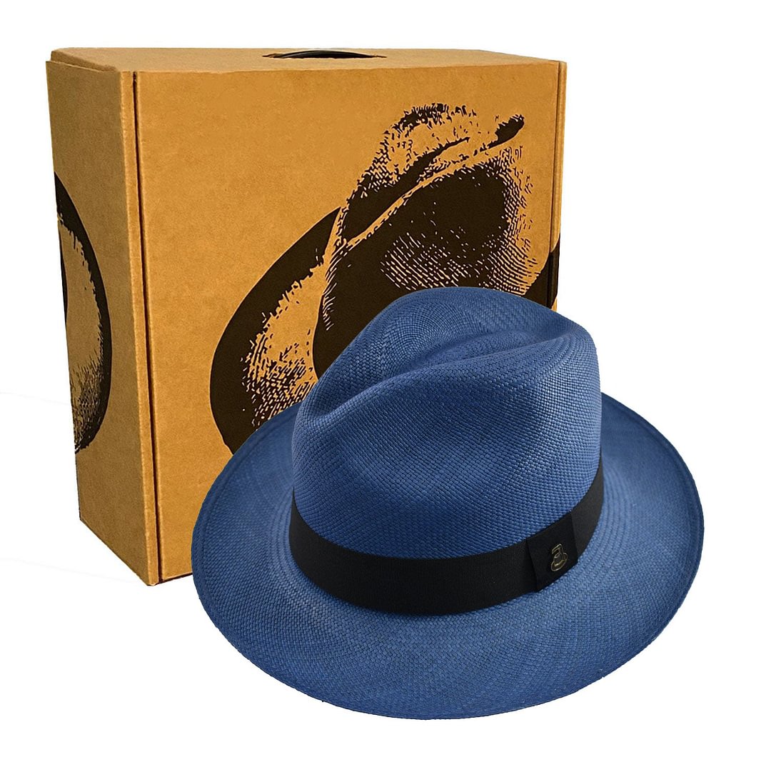 Advanced Original Panama Hat-Electric Blue Toquilla Straw-Handwoven in Ecuador(HatBox Included)