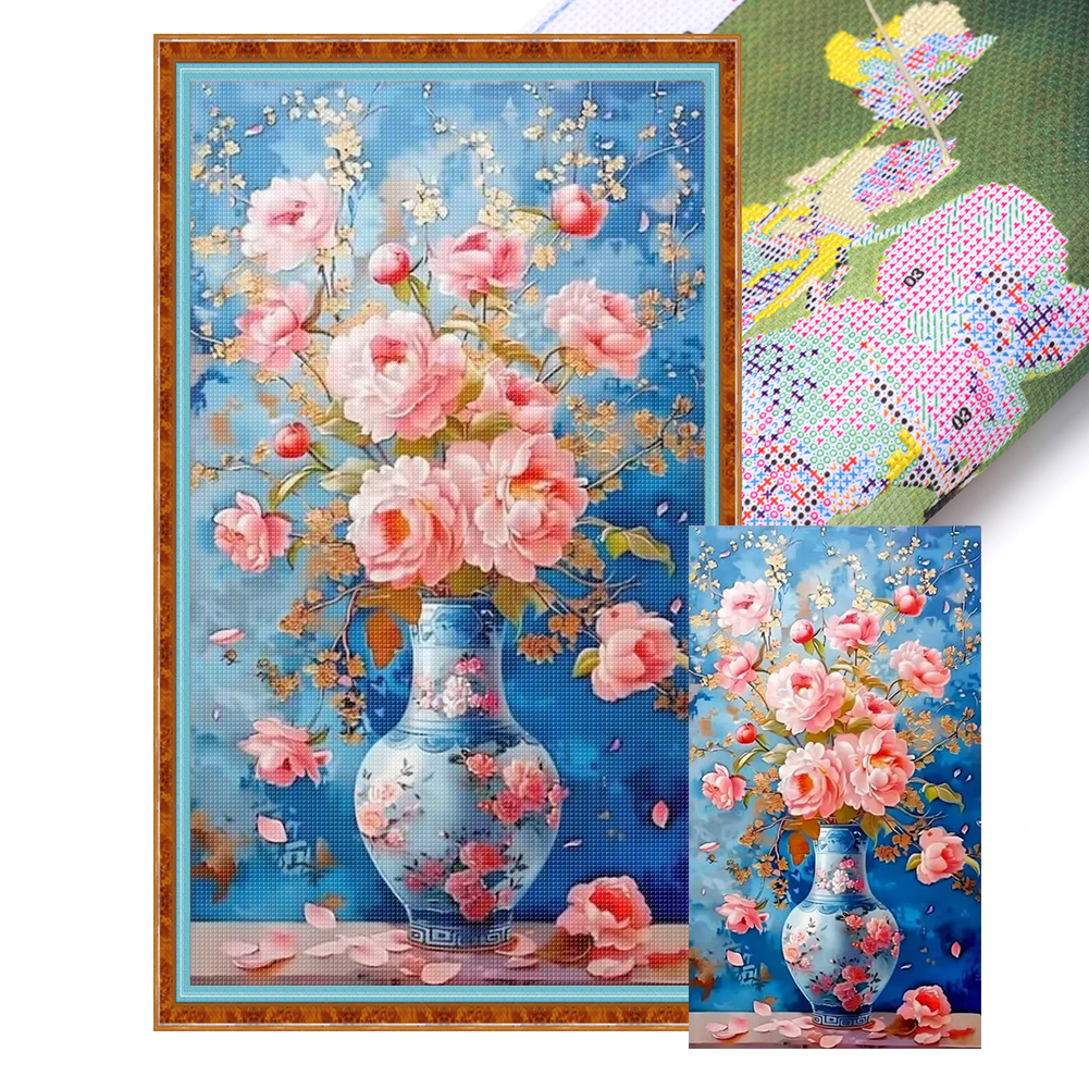 Vase Full 11CT Pre-stamped Canvas(40*70cm) Cross Stitch