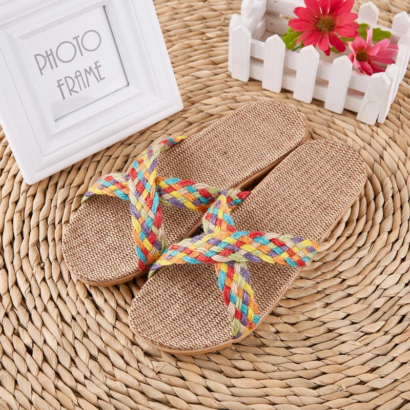 Women plus size clothing Summer Holiday Fabric Slide Sandals-Nordswear