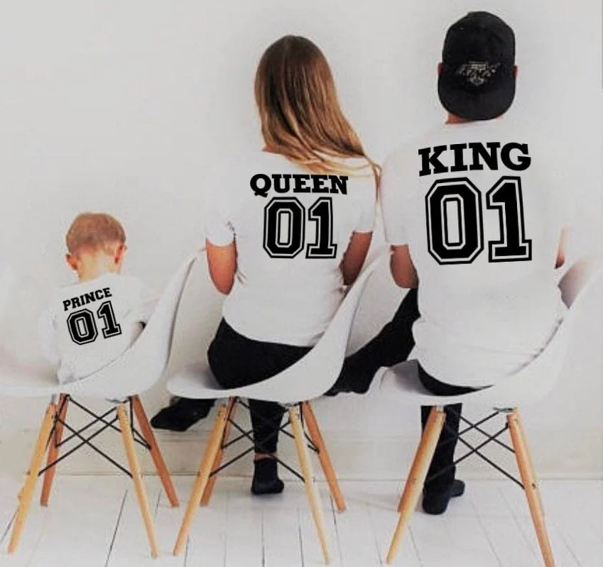 1pcs Family Look Short Sleeved T-shirt Father Mother and Kids Clothes 01 King Queen Prince Family Matching Outfits Clothing