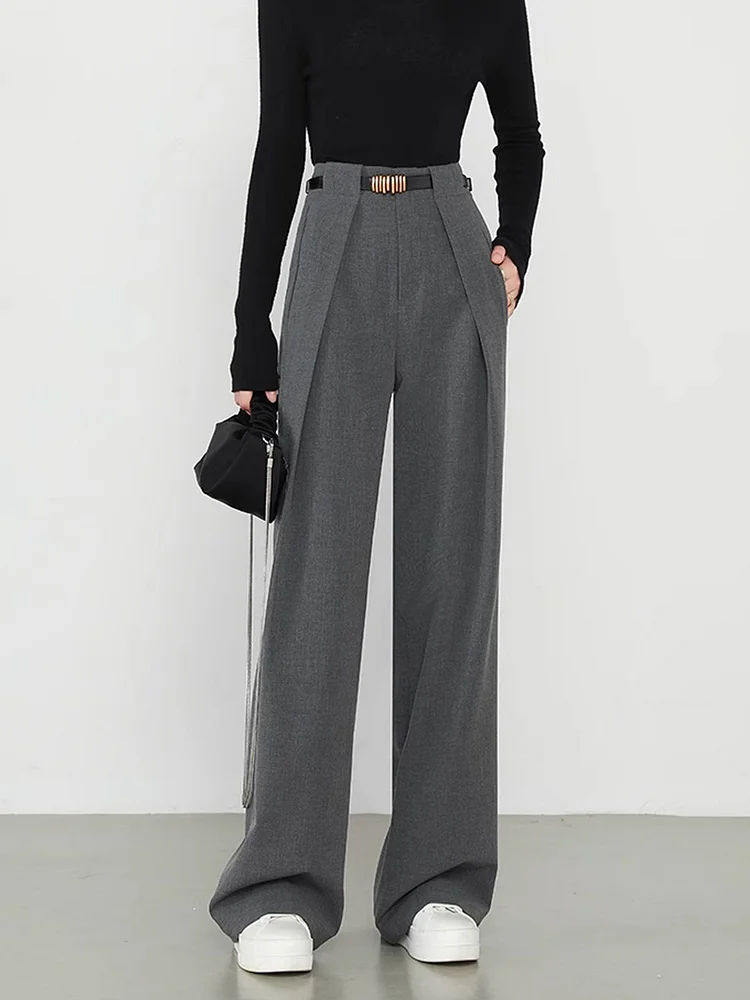 Middle Waist Solid Pocket Straight Leg Pants QueenFunky