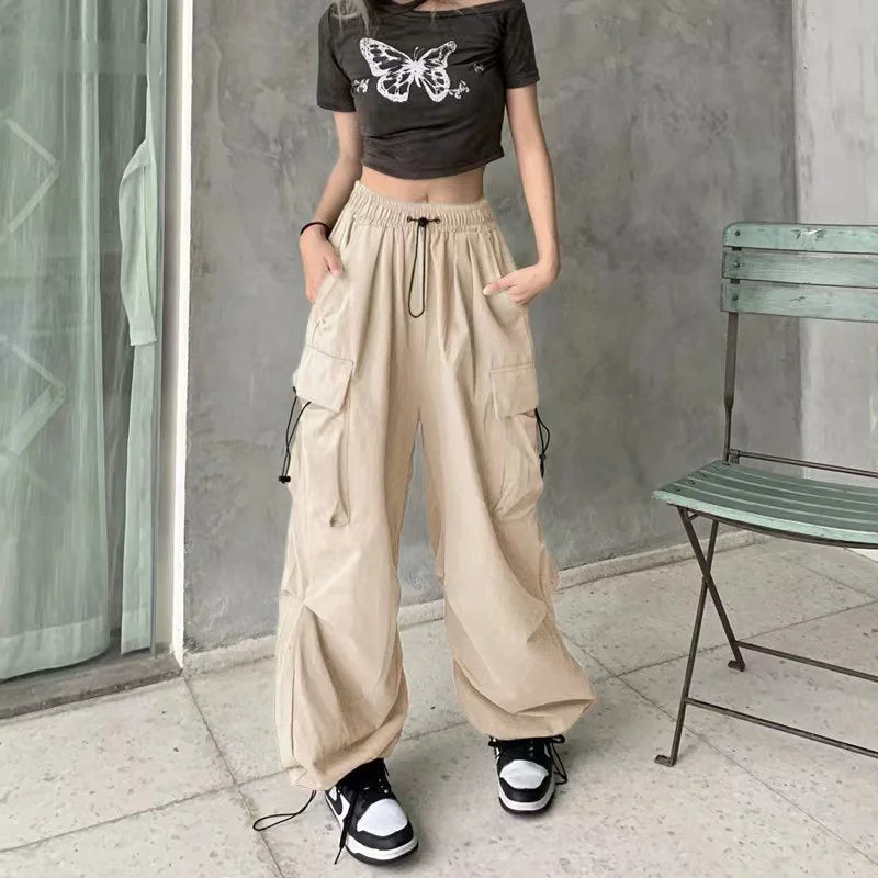 Uveng American Retro Casual Summer Straight Draping Pants