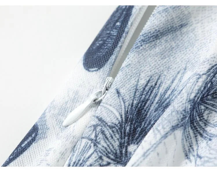 Women's New Ink Printed Mid-length Shirt Collar Short Sleeve Dress