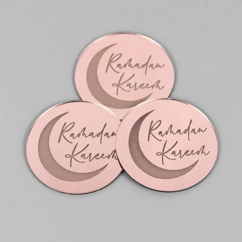 5/10pcs Eid Mubarak Acrylic Cupcake Topper Gold Ramadan Kareem Cake Topper Islamic Muslim Festival Party Cake DIY Decorations