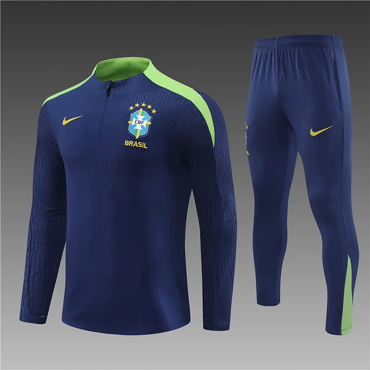 2024-25 Brazil Royal Blue Half-Draw Training Jersey