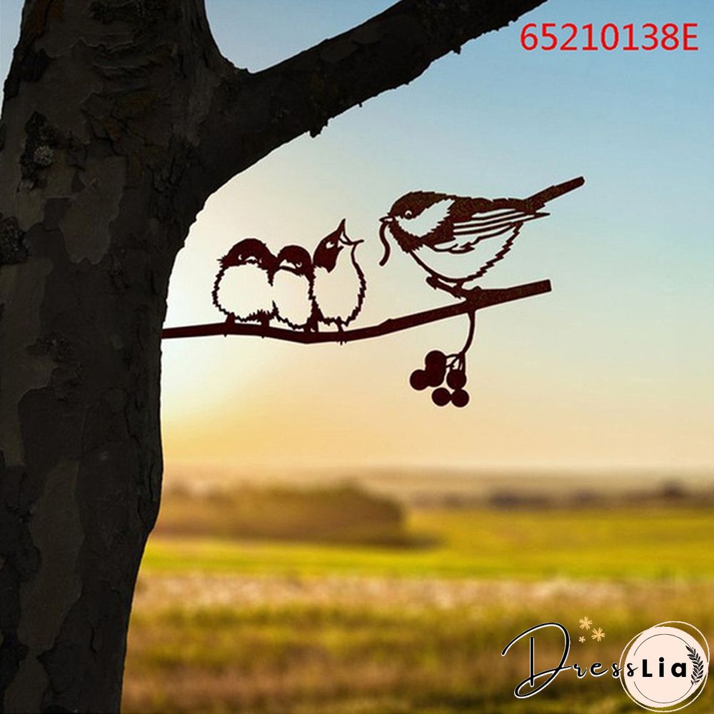 Tree Metal Art Yard Garden Outdoor Branch Gnomes Decoration Sign Rustic Hanging