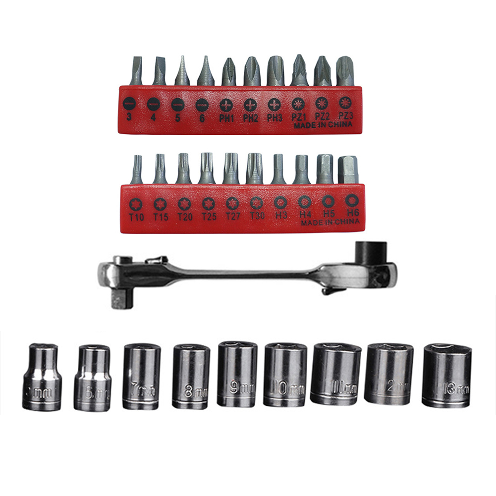 

30pcs 1/4 inch Double Ended Quick Socket Ratchet Wrench Screwdriver Bit Set, 501 Original