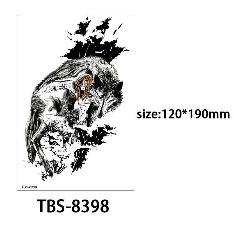 Sdrawing Forest King Animal Tattoo Sticker for Men Tiger Skull Skeleton Fake Tattoo for Women Wolf Tattoo Temporary Waterproof