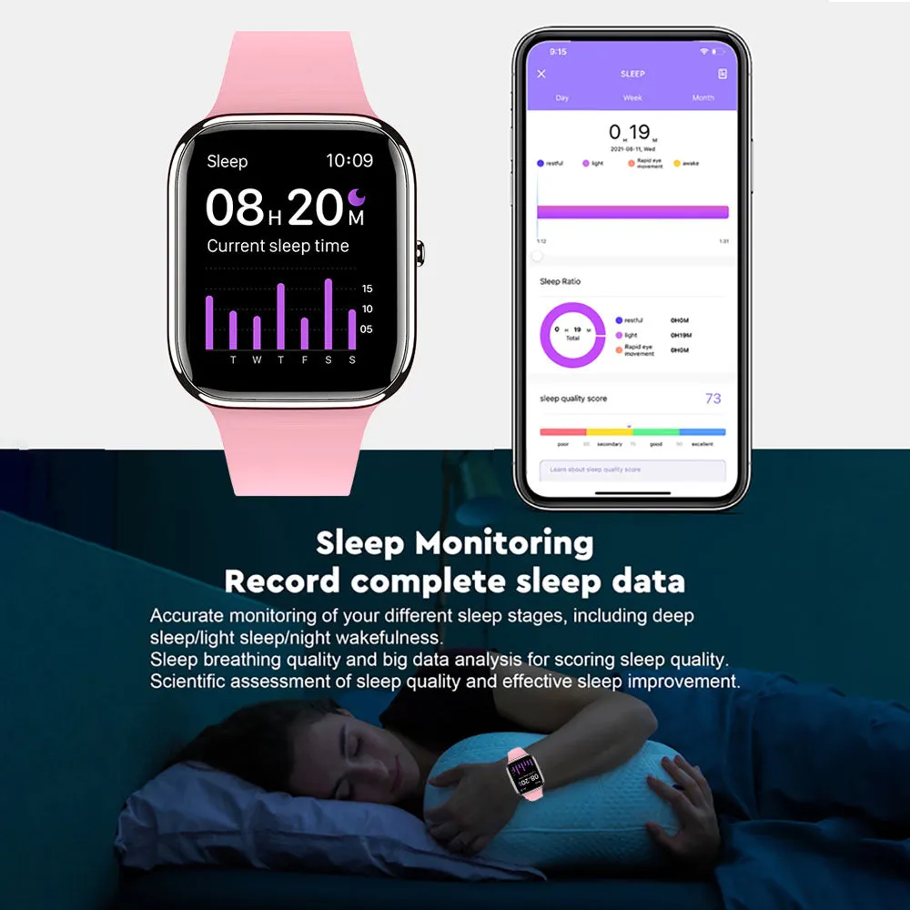 Blood Pressure Blood oxygen Monitoring Bluetooth Talk Play Music Health Waterproof Smartwatch