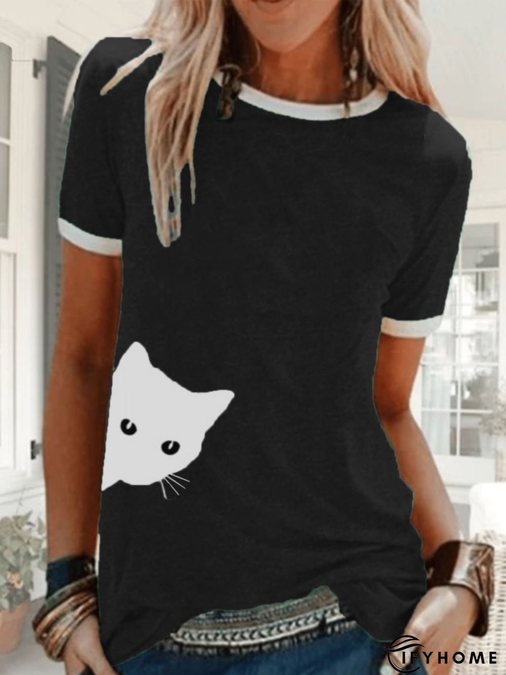 Printed Cotton Casual T-Shirt Top | IFYHOME