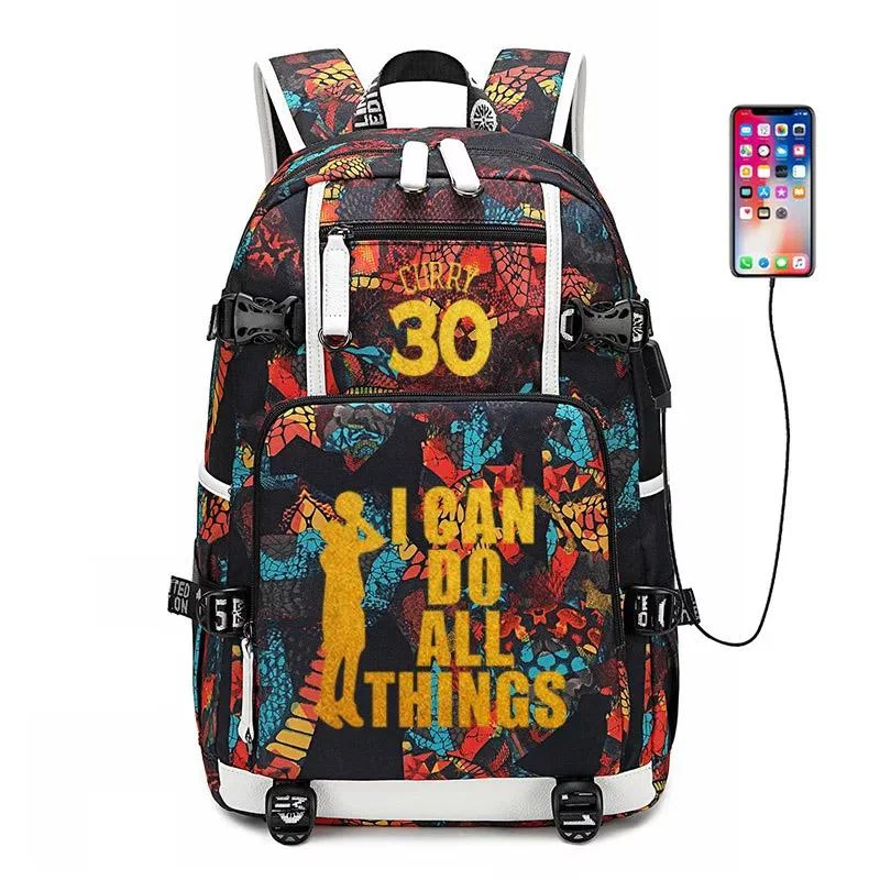 Buzzdaisy Golden State Basketball Warriors #5 USB Charging Backpack School NoteBook Laptop Travel Bags