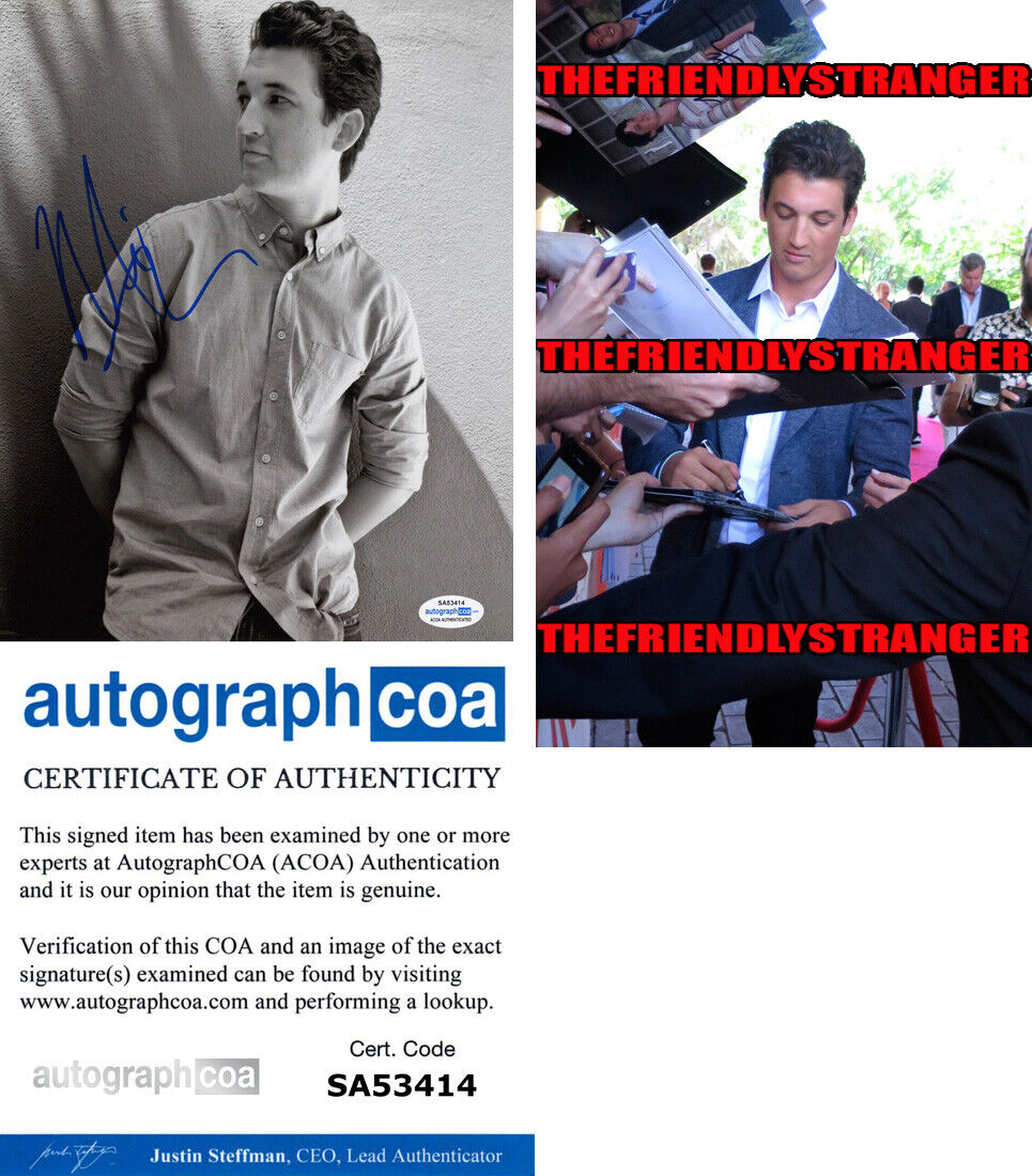 MILES TELLER signed Autographed 8X10 Photo Poster painting PROOF h HOT Top Gun Maverick ACOA COA