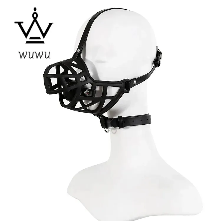 pornhint Pornhint Half Face Slave Mask with Gag Ball Muzzle BDSM Bondage Restraint  Mouth Gag Hood Bondage