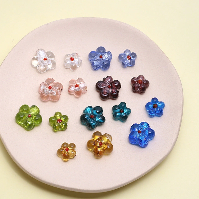 10 PCS/Package 14mm 19mm Glass Flower Jewelry Accessories