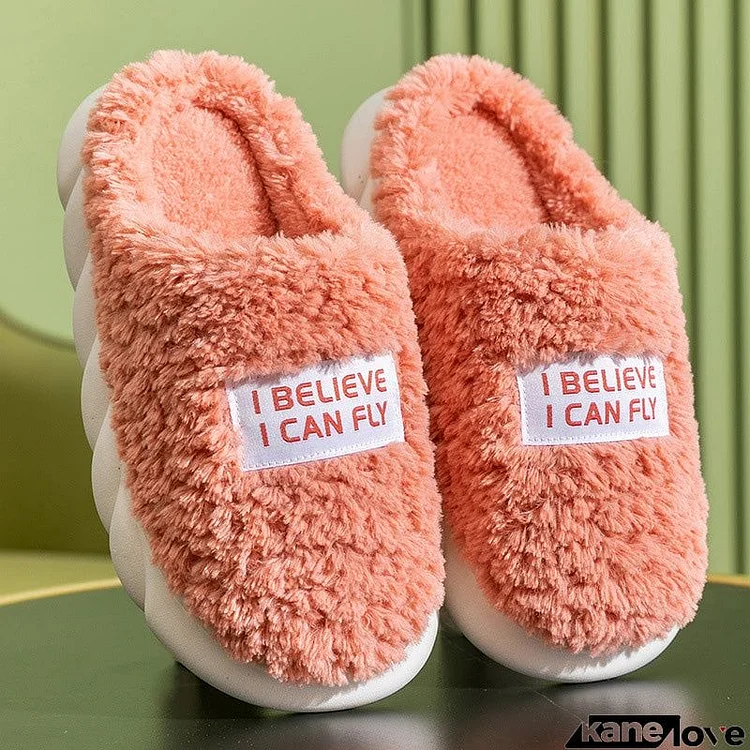 Lovely Candy Color Plush Comfortable Warm Women Slippers for Winter