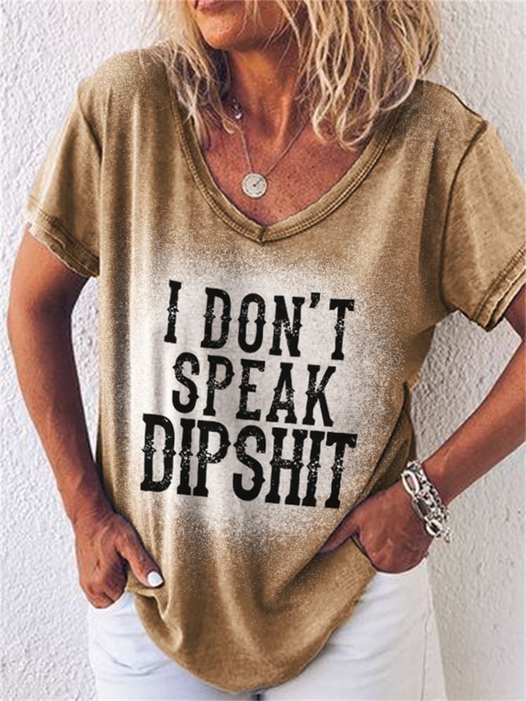 Western Quotes Bleached V Neck Short Sleeve T Shirt