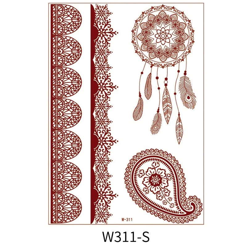 Waterproof Temporary Tattoo Sticker Chest Lace Henna Mandala wedding Flash Tattoos Flower Body Art Arm Fake Tatoo Women Men