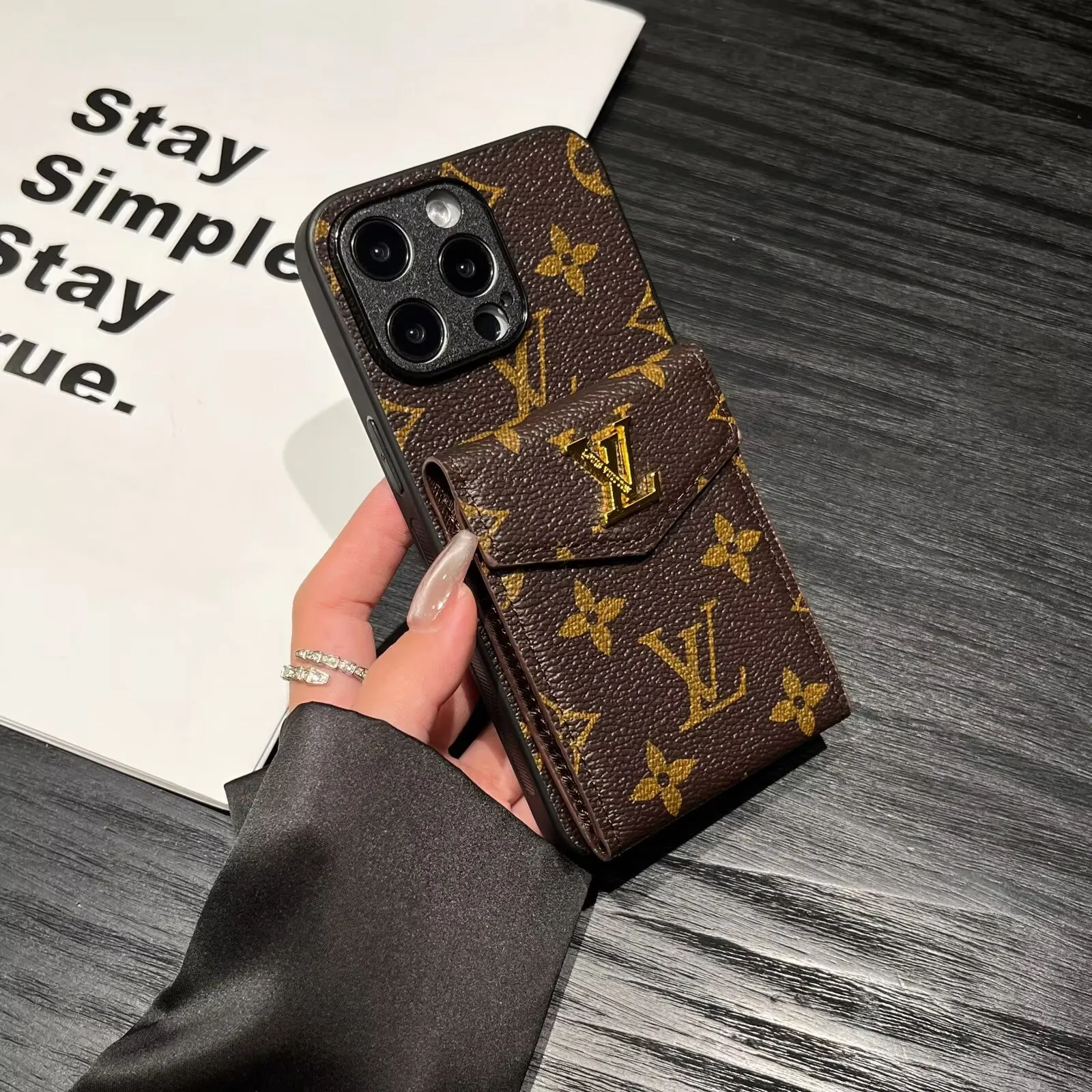 Louis Vuitton Lockme Tender Accordion Card Holder Canvas Leather Apple iPhone Case