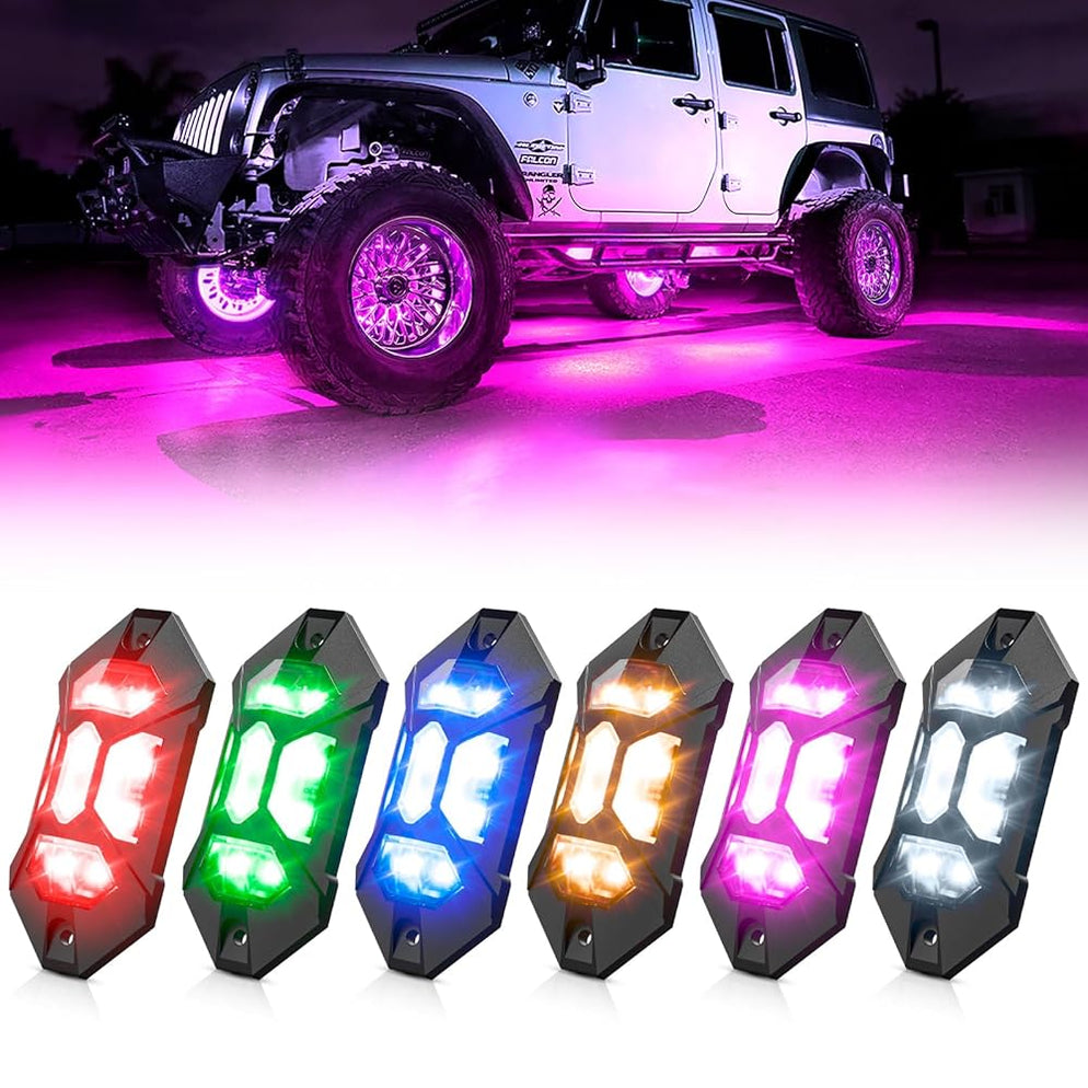 8-PCS RGB-W LED Rock Lights for Turcks | Wireless Control