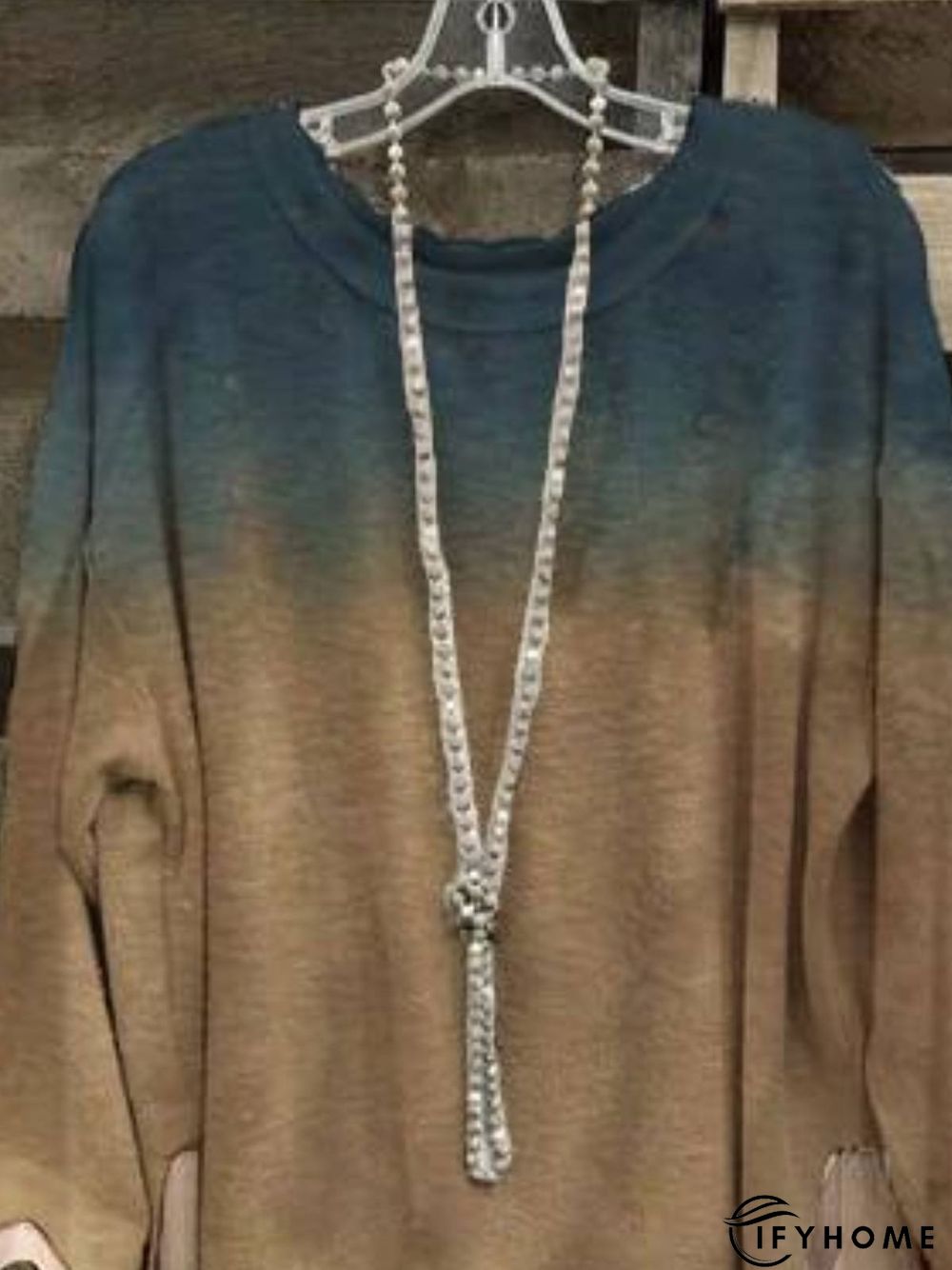 Casual Long Sleeve Crew Neck Printed Tunic Top | IFYHOME