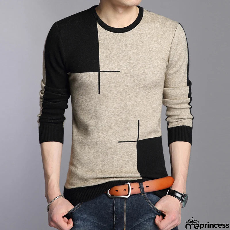 Men's O-Neck Polyester Long Sleeves Mixed Colors Pullover Sweater