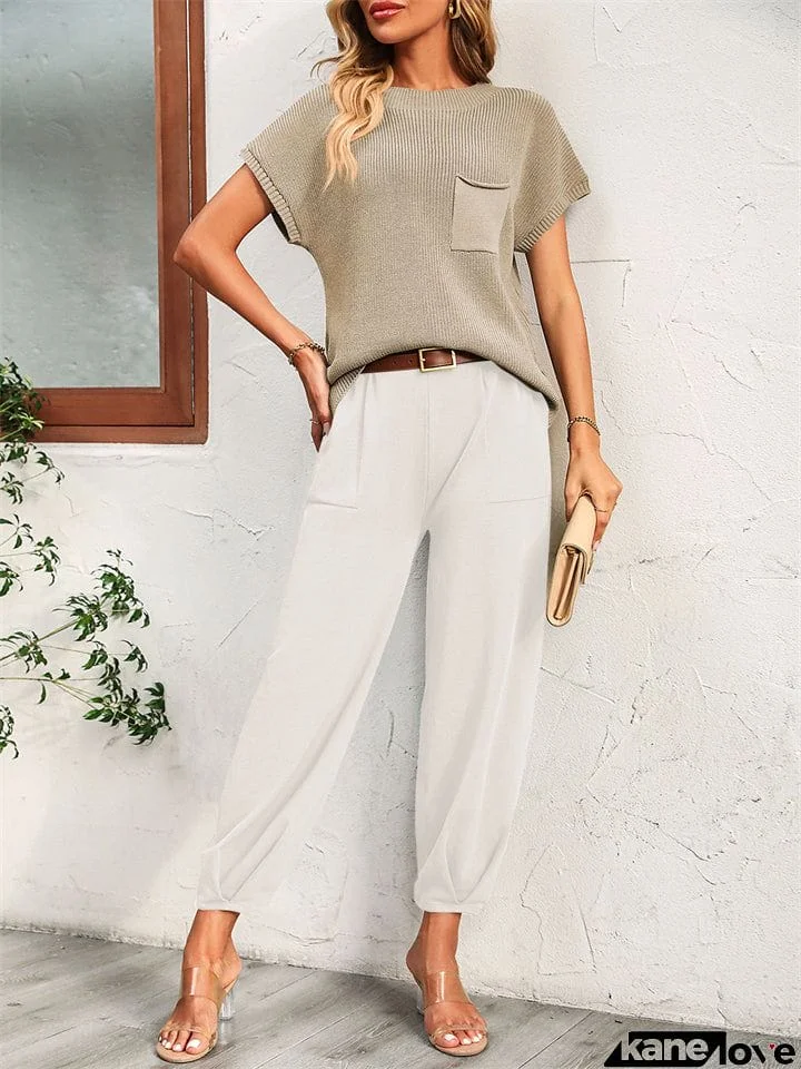 Women's Vacation Short Sleeve Loose Shirt + Summer Pants