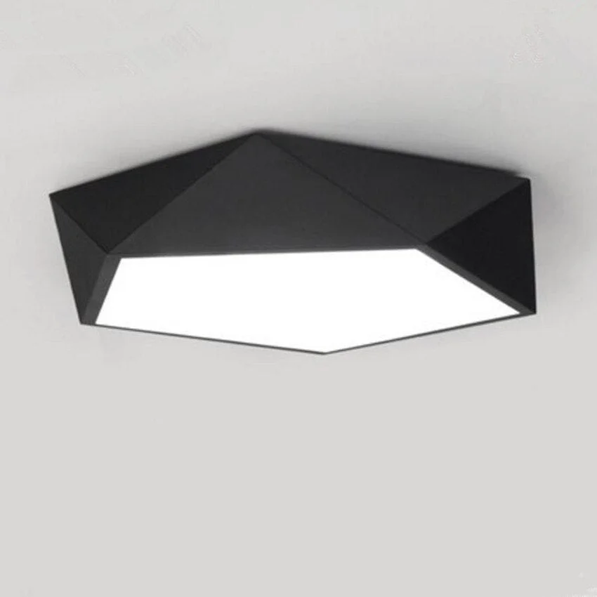 Modern Ceiling LED Lamp  Geometric Polygon Iron Baked Paint Body Acrylic Faceplate Panel For Bedroom Light Fixture