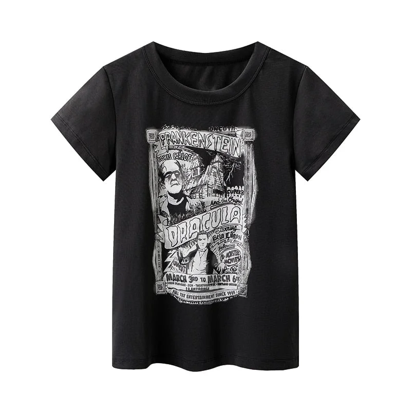 Xingqing Gothic Portrait Print T-shirt Aesthetic Short Sleevle Sweats Tees Harajuku Streetwear White Crop Top Women Clothes