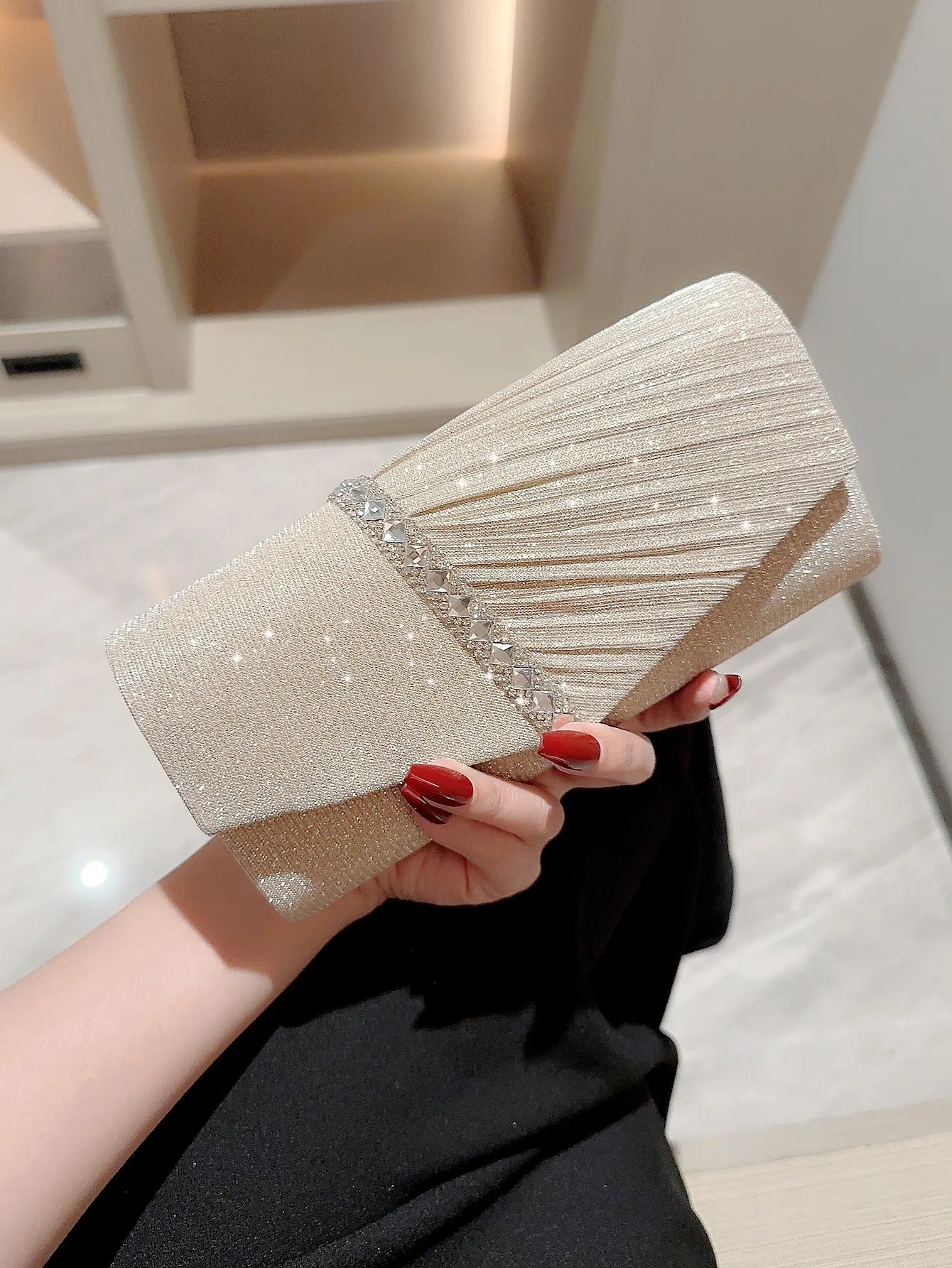 Back To School Llyge Women's Wedding Clutch Bag Luxury Rhinestone Bow Handbag Banquet Evening Party Purse Chain Diagonal Shoulder Bags For Women llyge
