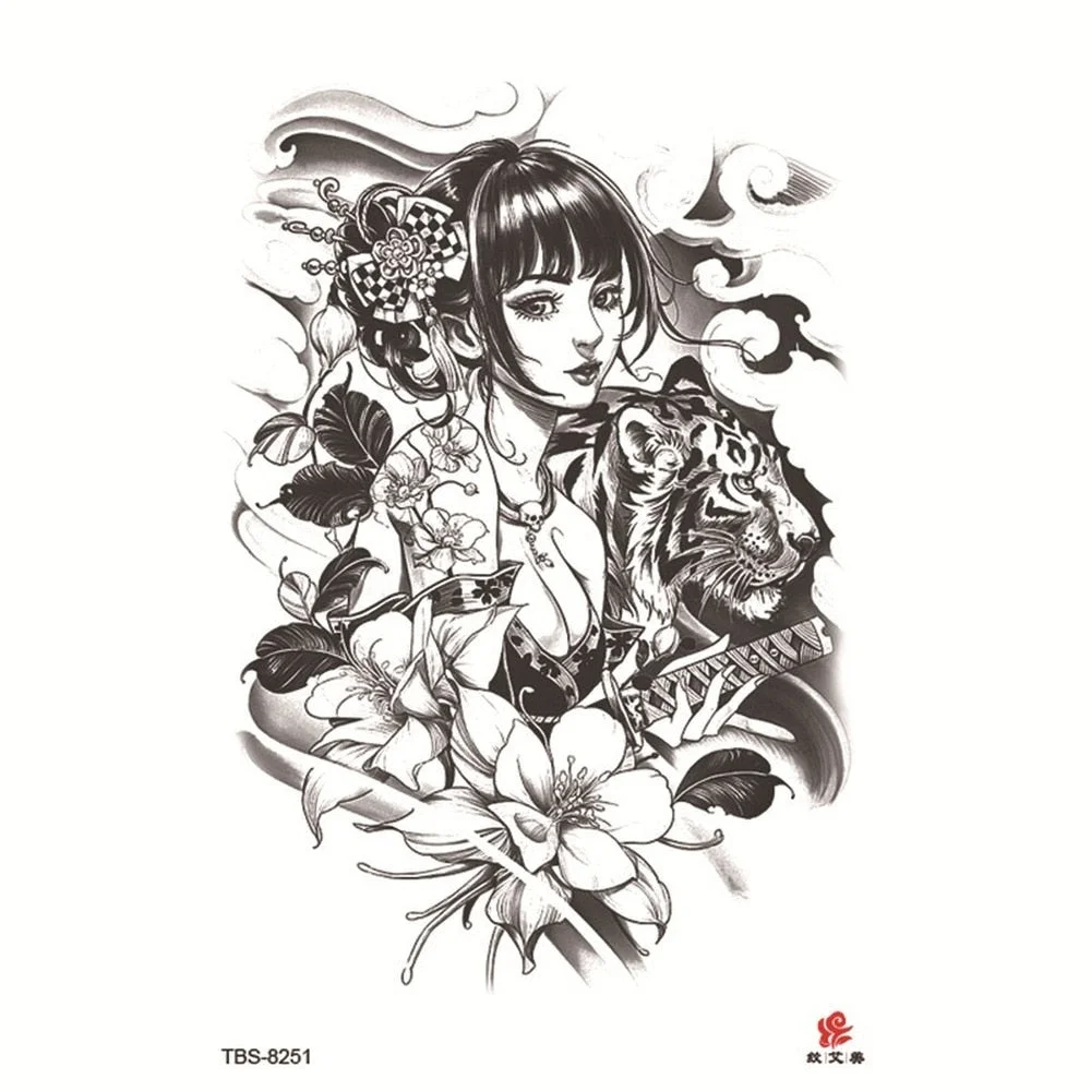 Waterproof Temporary Tattoo Sticker Warrior Girl Flash Tattoos Beauty Portrait Angel Body Art Arm Fake Tatoo Women arm tattoo