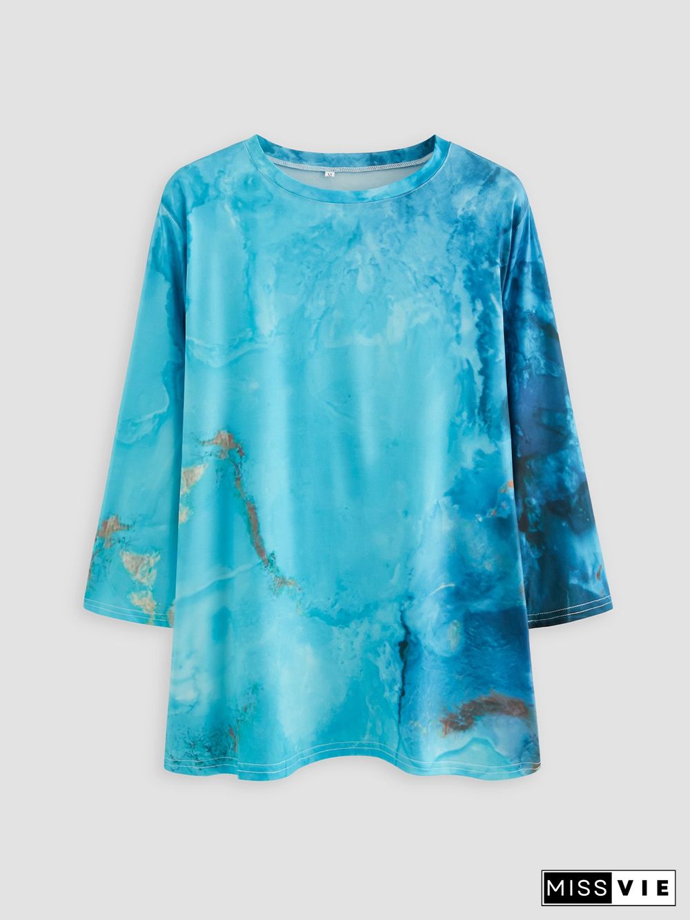 Printed Long Sleeve Crew Neck Casual T-shirt