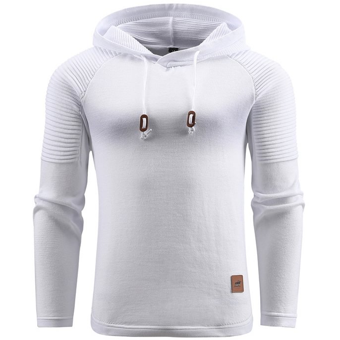 Men's Simple Casual Long Sleeve Sports Hooded Knit Sweater