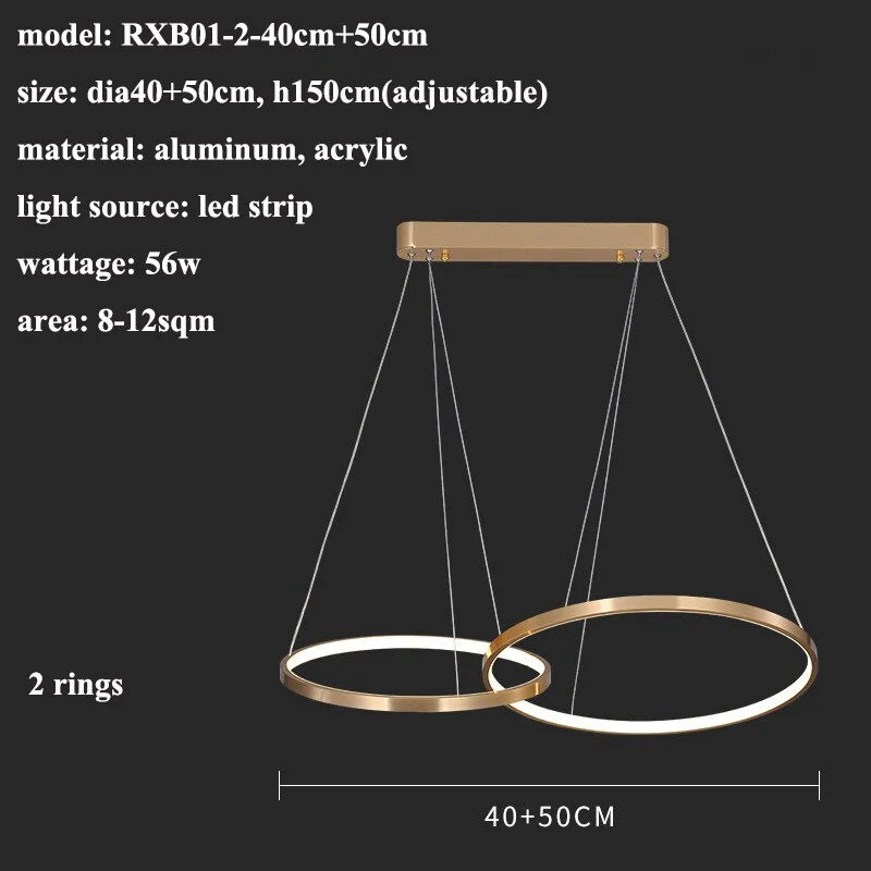 Modern Gold Rings Led Chandeliers Lighting Living Dining Room Decor Led Chandelier Lamp Bedroom Hanging Light Fixtures Luminaire