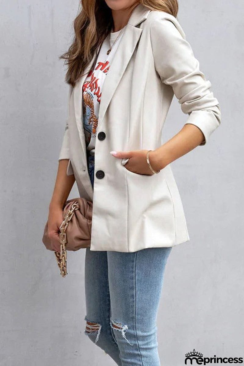 Casual Street Solid Patchwork Buckle Turn-back Collar Outerwear