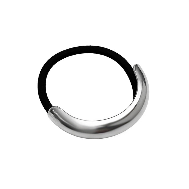 Alloy Minimalist Alloy Ring Semi-Curved Hair Ring Online Influencer Head String Female 2024 New High-End Leather Case Hair Rope