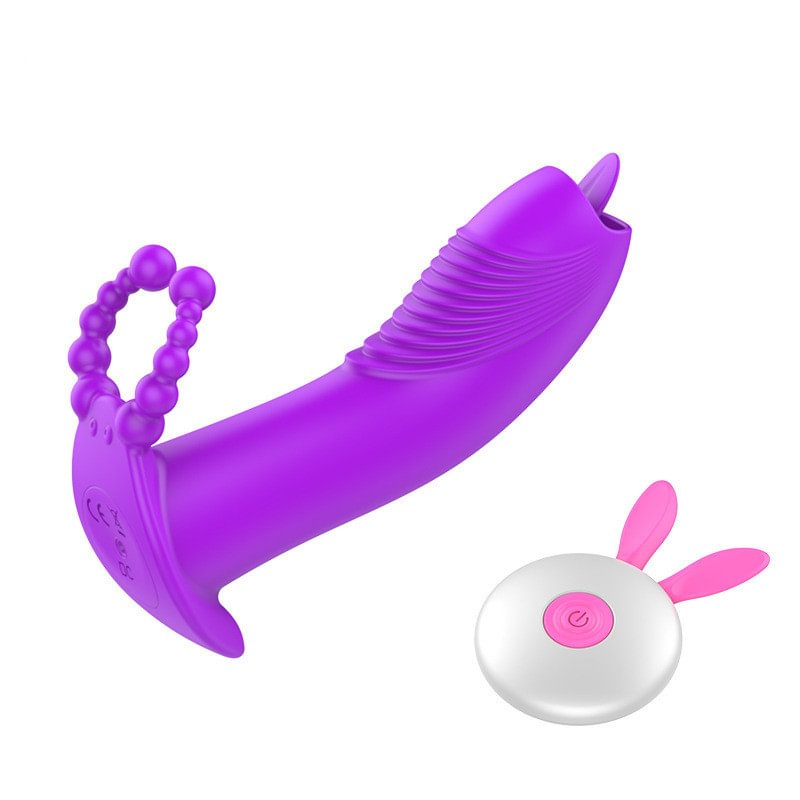 Cute Rabbit Invisible Wearing Jump Egg Wireless Remote Control Tongue Licking Vibrator