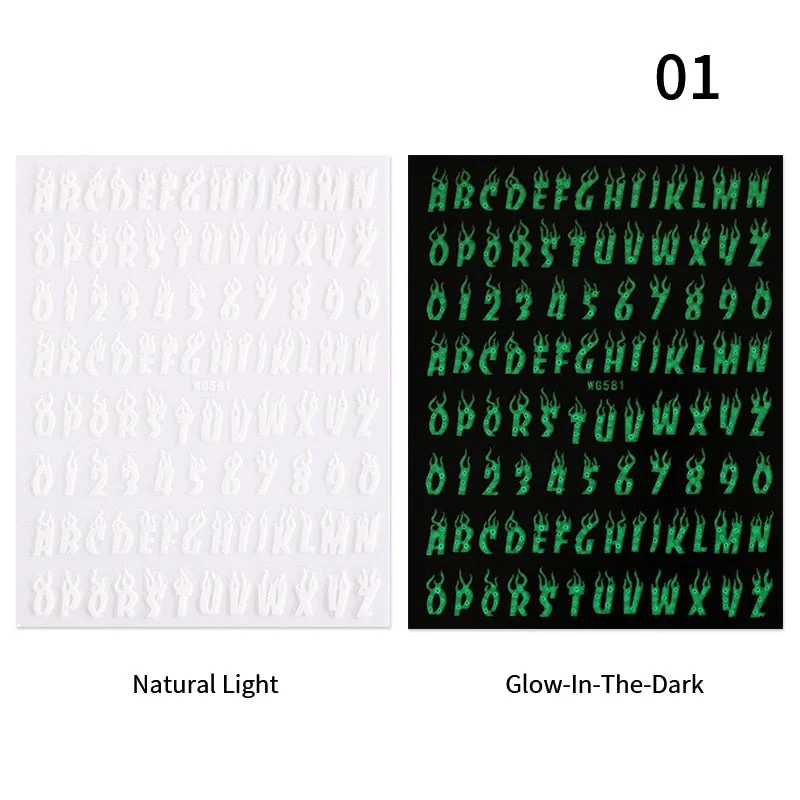 1PC Abstract Geometrics 3D Nail Sticker Cool Letters Pattern Leaves Flower Transfer Decals Slider For Nails Decoration Manicures