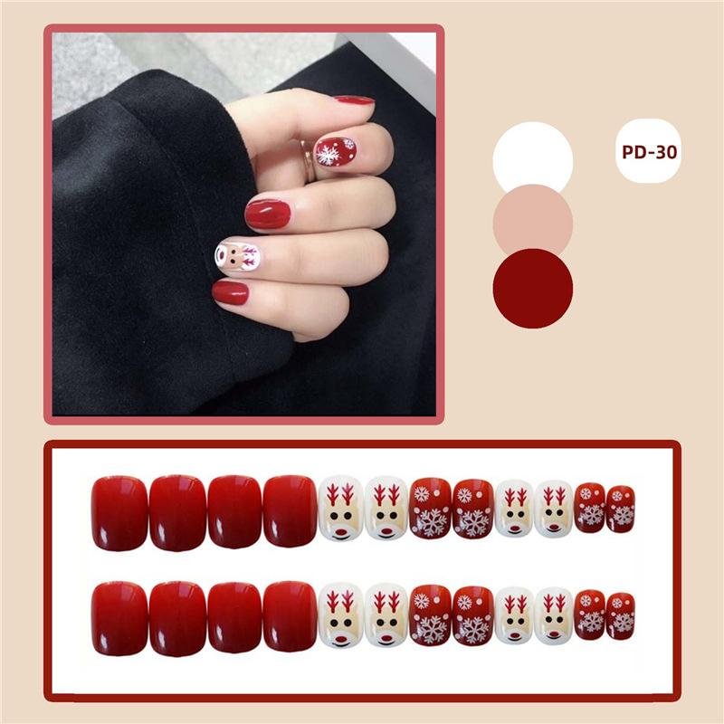 (24 PCS - Multicolor cute) Wearable waterproof fake nail stickers💅