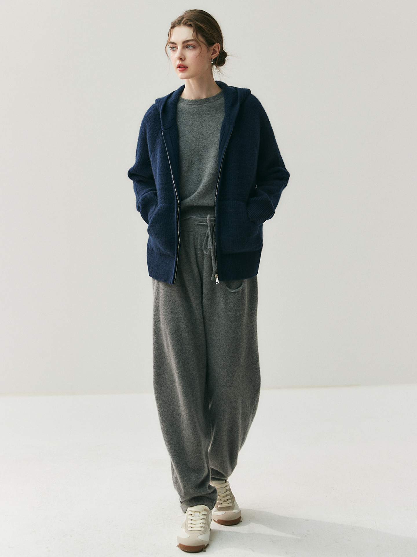 Women's High-Rise Cashmere Knit Pants REAL SILK LIFE