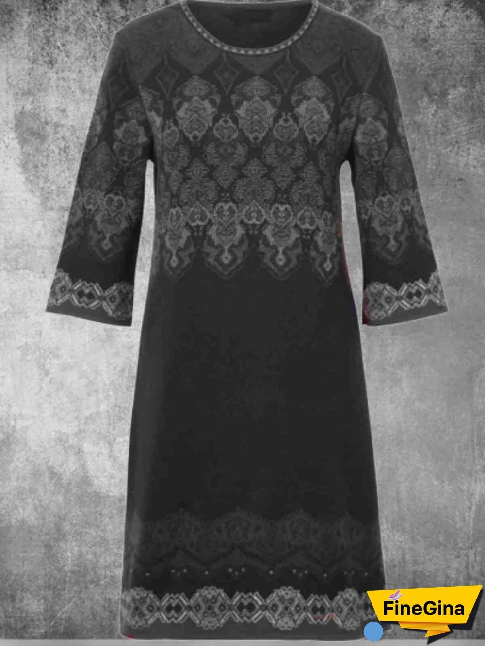 Women Long Sleeve Crew Neck Cotton Knitting Dress