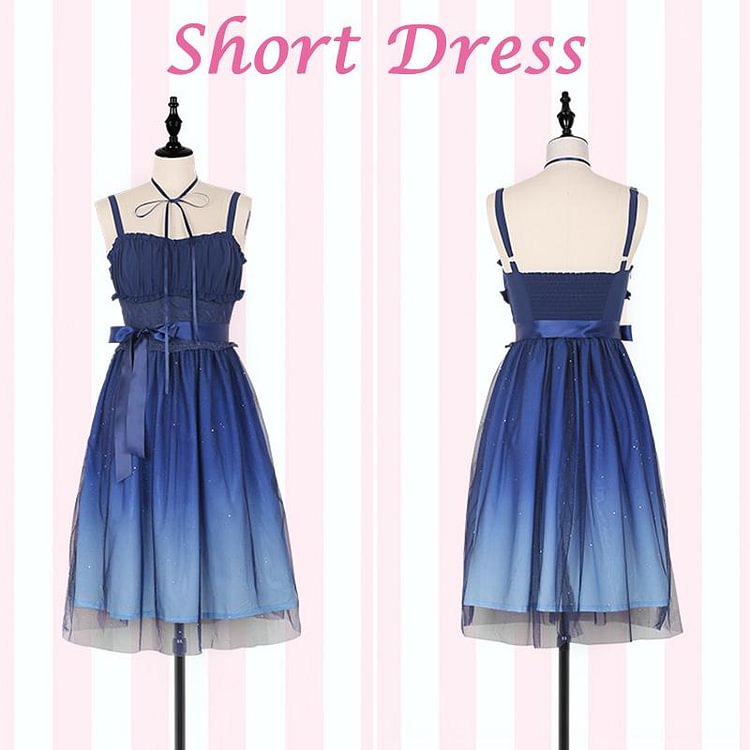 starry sky ruffle tulle slip dress