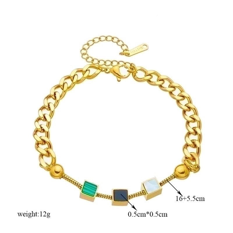 Commute Pentagram Round Square Titanium Steel Epoxy Plating 18k Gold Plated Bracelets