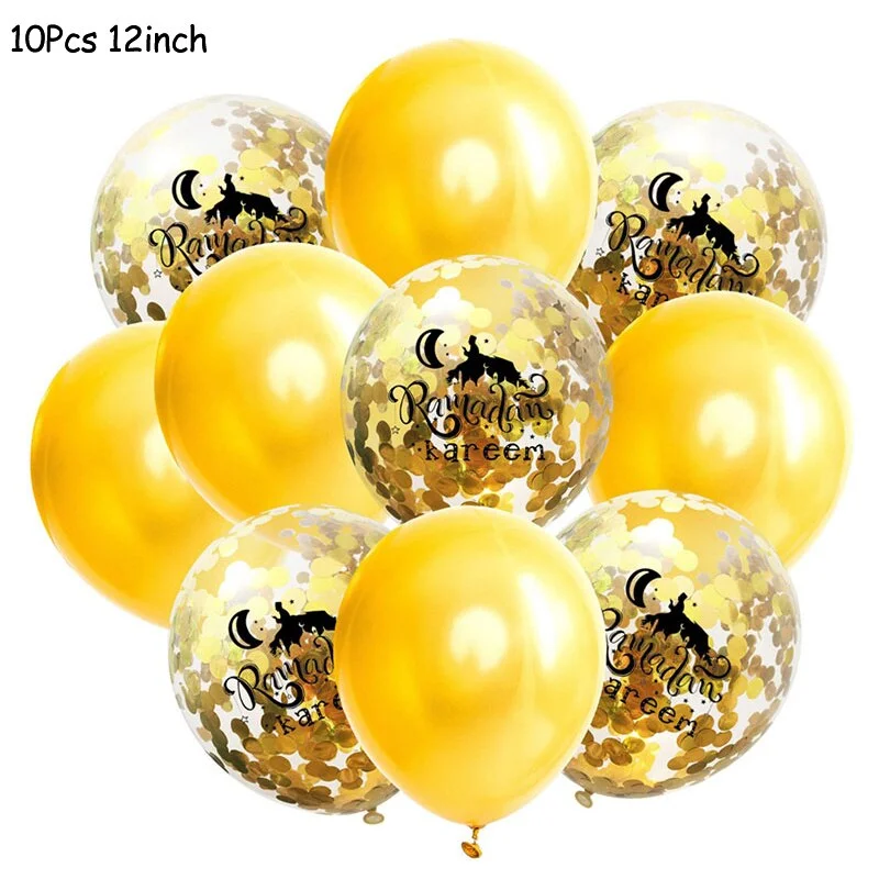 Eid Mubarak Confetti Balloons Eid Latex Balloon Muslim Festival DIY Decoration Islamic Ramadan Kareem Eid Party Supplies